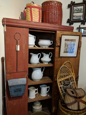 vintage white ironstone painted cupboard